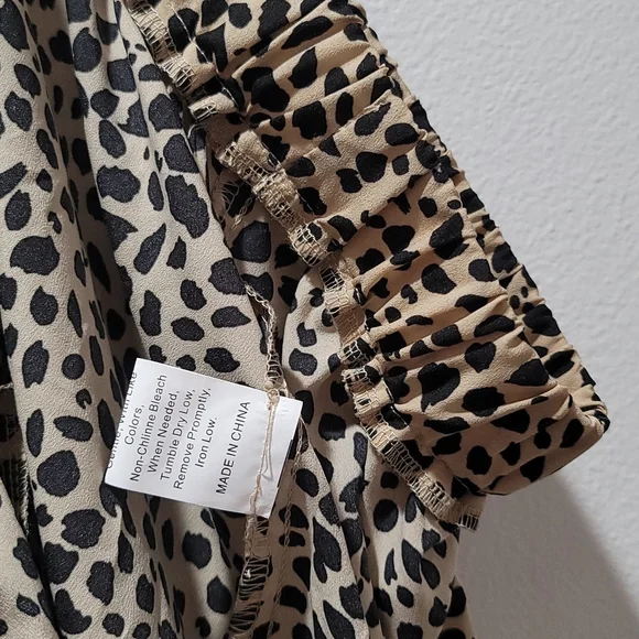 🔥 SALE LEOPARD ANIMAL PRINT SHEER GAUZE PEPLUM FLOATY FLARED MINI SKIRT XXL - Picture 10 of 12